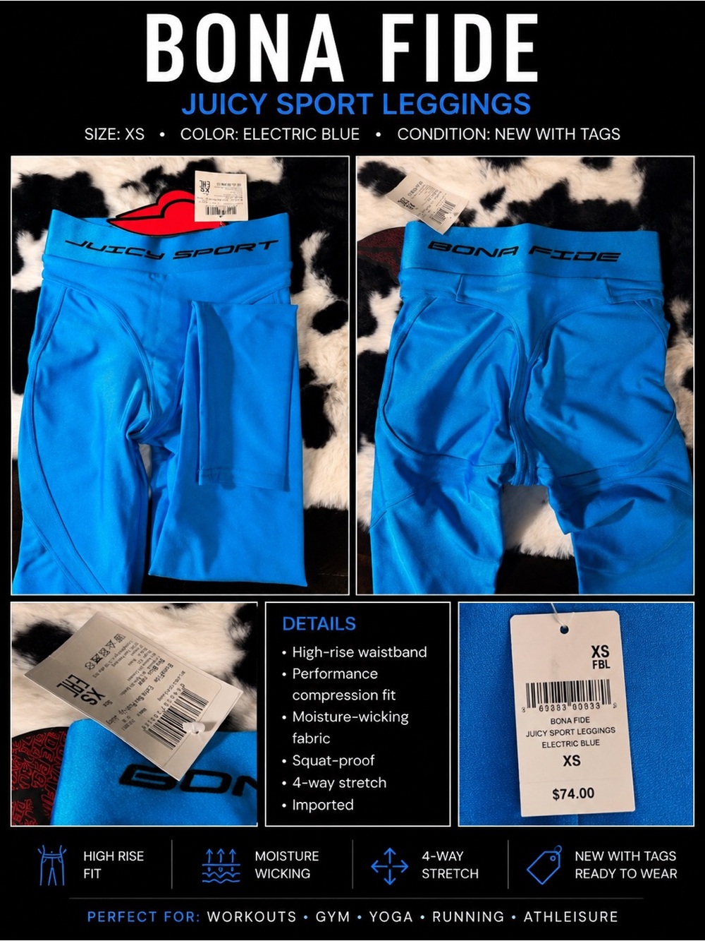 Bona Fide Juicy Sport Leggings - Electric Blue